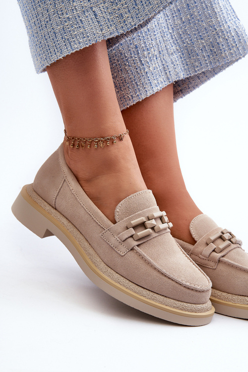 Замшеві жіночі мокасини S.Barski HX52-222 Бежеві