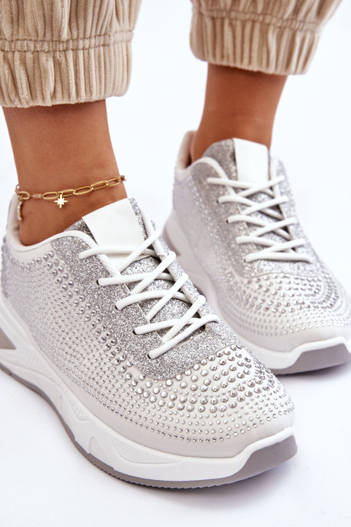 Жіночі кросівки з цирконами Білі Raiden