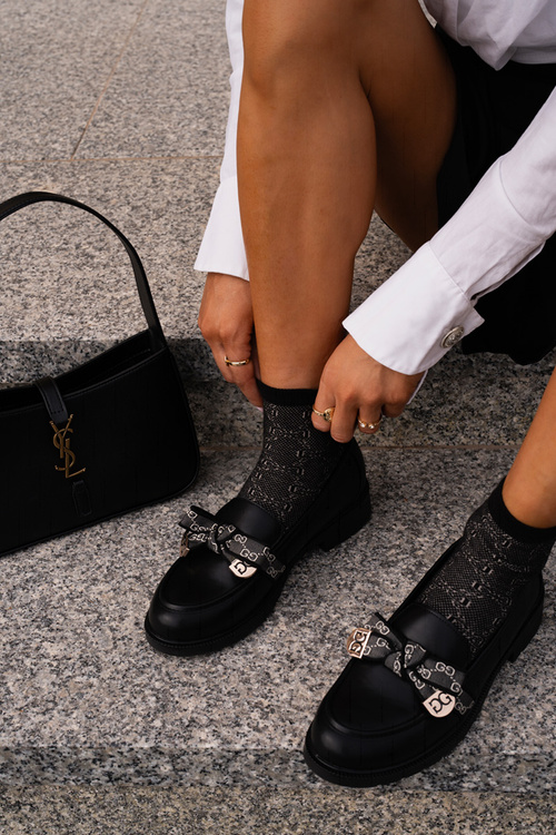 Жіночі мокасини з бантом S.Barski HY42-331 Чорні