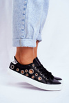 Жіночі кросівки з дірками і цирконами Чорні рокса
