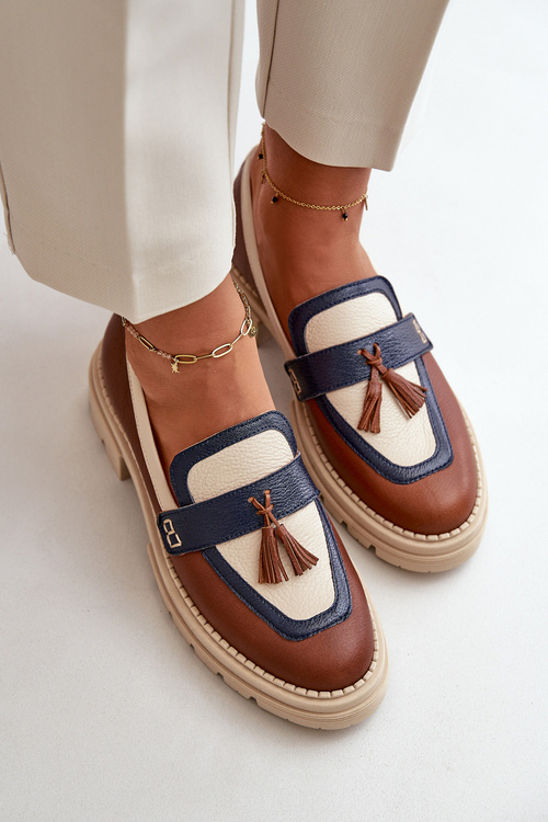 Шкіряні жіночі мокасини коричневі Laura Messi 2835