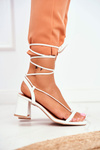 Жіночі багатоярусні босоніжки на шпильці Білий ранок