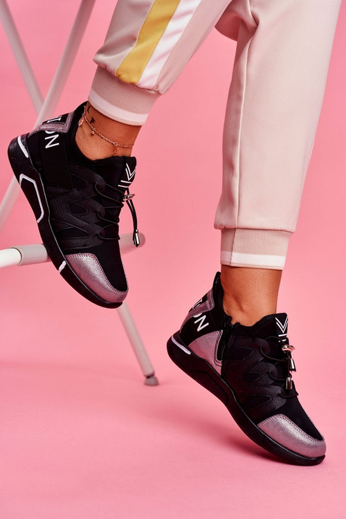 Спортивні жіночі туфлі на блискавці та підтягуваннях чорно-сірі терфіни