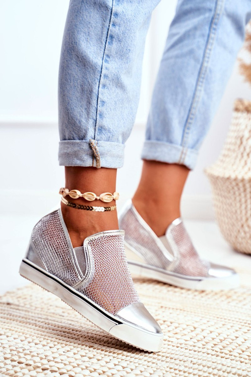 Жіночі кросівки на танкетці Lu Boo Silver Morgono