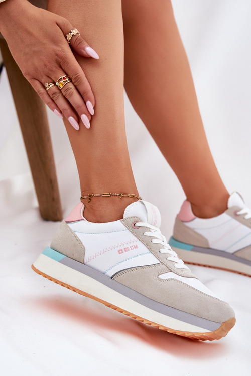 Замшеві Жіночі Кросівки Big Star RR274A047 HI-POLY SYSTEM Бежево-Білі