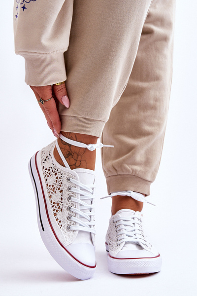 Жіночі мереживні текстильні кросівки White Fergo