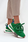Замшеві жіночі кросівки на платформі з товстим шнурівкою Artiker 55C0136 зелені
