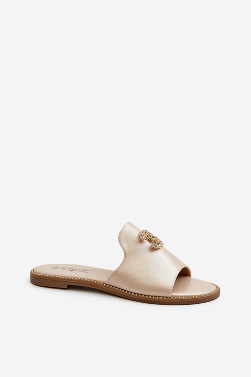 Елегантні жіночі блискучі тапочки з декором S.Barski KV27-050 золото