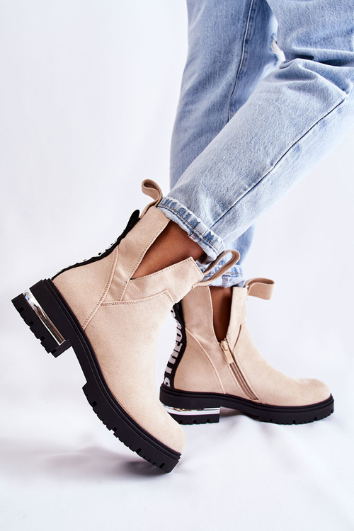 Замшеві черевики з вирізами бежеві Elvera