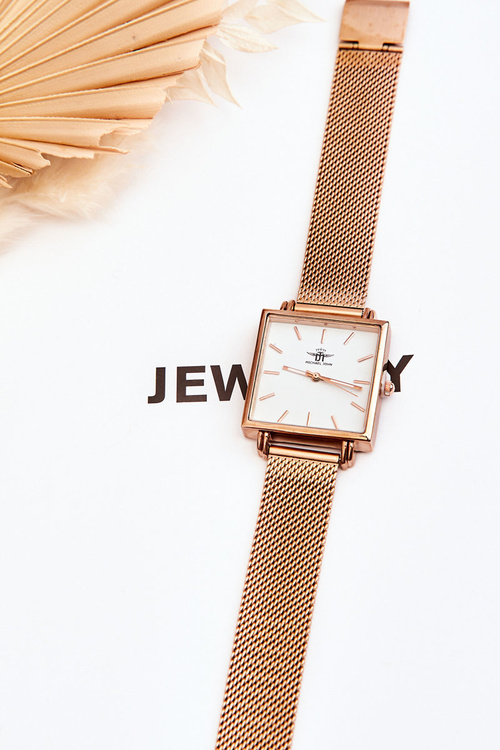 Годинник із квадратним циферблатом Michael John Rose Gold