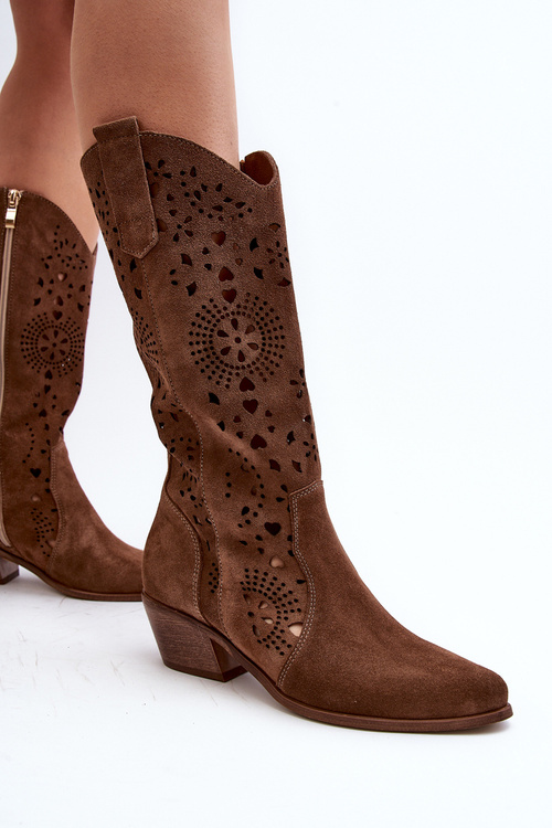 Zazoo 3396 Коричневі замшеві черевики з вирізом до середини гомілки