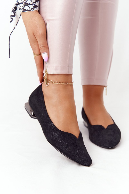 Балетки на срібних підборах Vinceza 21-10601 Чорні