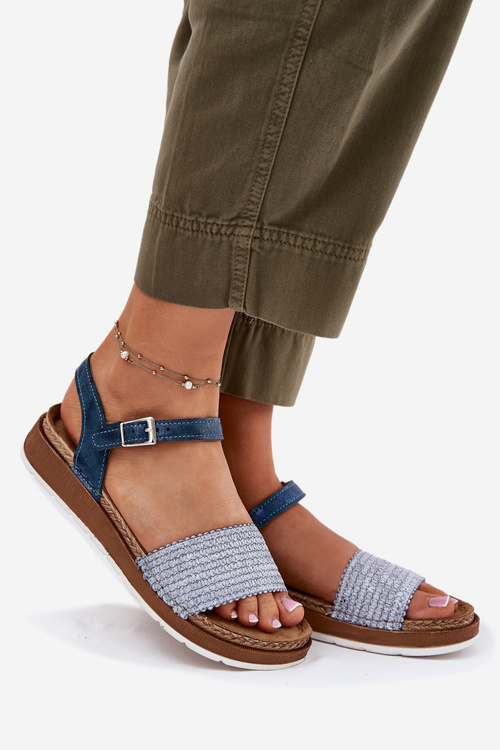Жіночі Сандалі З Плетінням На Ремінці Сині Inblu GS000050