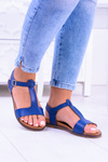 Темно-сині жіночі босоніжки на плоскій підошві Sunnyside