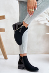 Утеплені ботильйони на плоскому каблуці та низькій халяві чорного кольору Zinariella