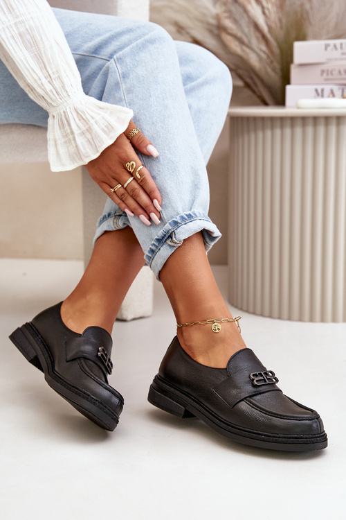 Zazoo 20102 Стильні лофери з лакованої шкіри на масивній платформі чорні