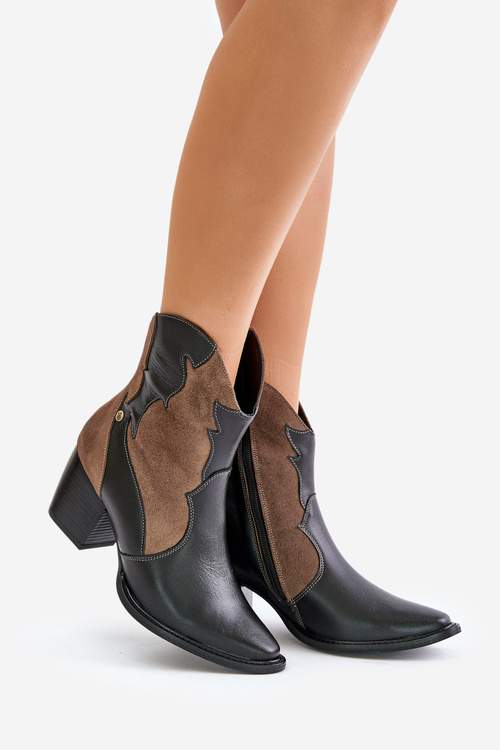 Шкіряні ковбойські черевики на підборах Maciejka 06694-02 Коричневі