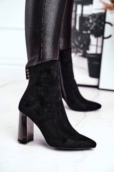 Жіночі чоботи на підборах чорні Trens