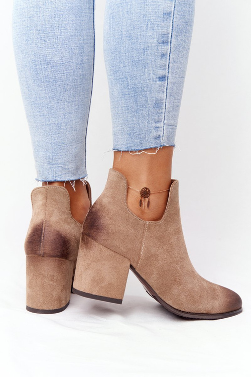 Чоботи жіночі на каблуці Vinceza 21-10558 Бежеві