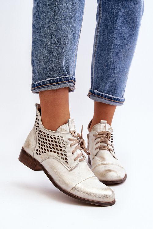 Срібні шкіряні жіночі чоботи Zazoo 2878 з низьким вирізом