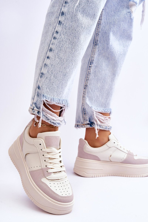 Жіноче спортивне взуття на високій платформі світло-бежевий Bexley