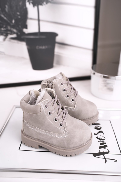 Пудрові теплі дитячі чоботи сірі Dexter