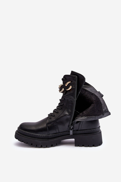 Шкіряні робочі черевики з декоративним поясом Black Enili