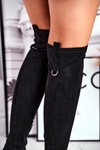 Жіночі високі чоботи вище коліна еко-замша чорні Can't Stop