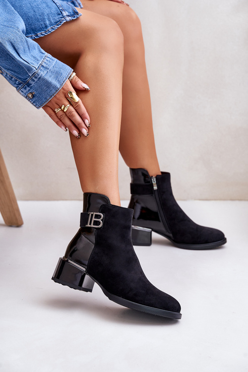 Елегантні ботильйони з утепленими підборами MR880-040 Чорні