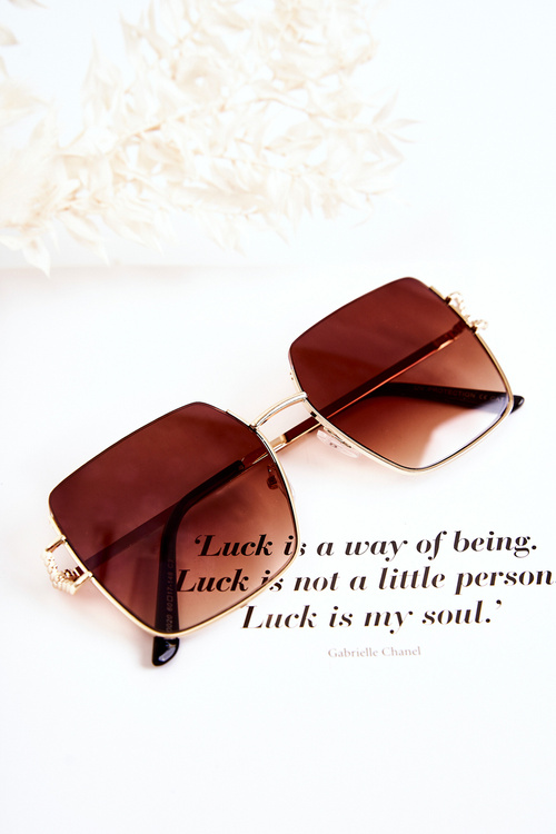 Сонцезахисні окуляри великі V160020 коричнево-золоті