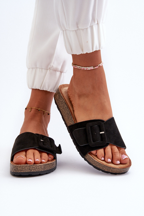 Жіночі чорні босоніжки зі штучної замші з пряжкою Laeltia