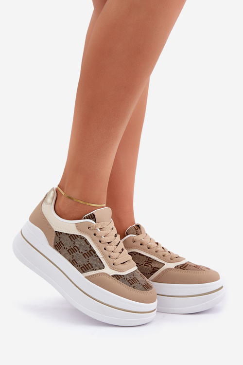 Кросівки жіночі з візерунком бежеві Fenarra