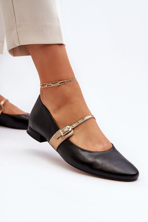 Жіночі шкіряні балетки Laura Messi 2774 чорні