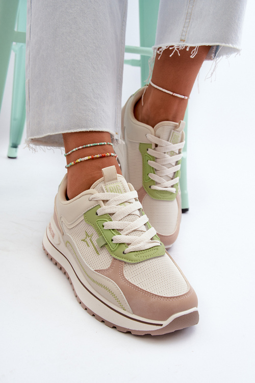 Жіночі кросівки Big Star NN274A091 бежево-зелені