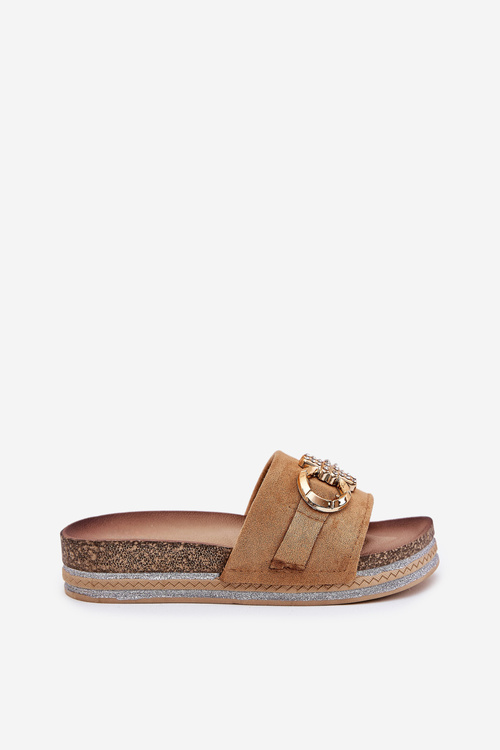 Жіночі Сандалі На Платформі З Блиском І Золотою Декорацією Camel Rilirea