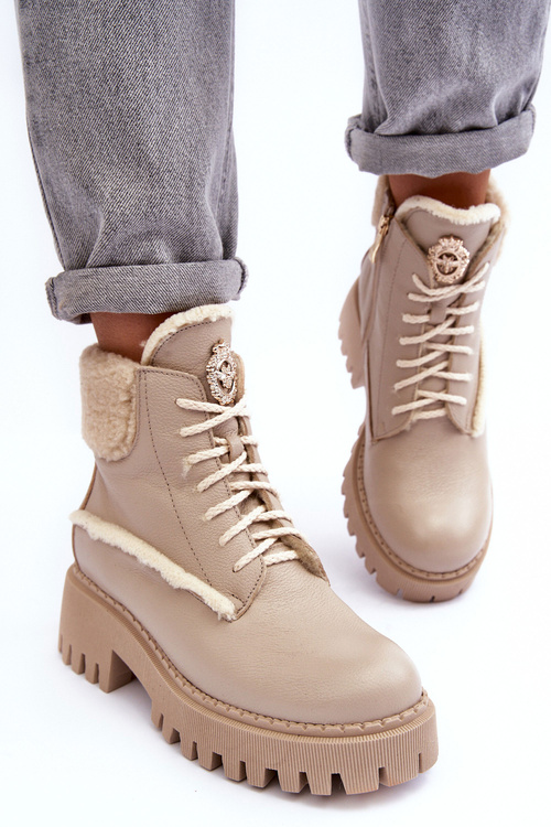 Жіночі шкіряні черевики Trapper бежеві Vergo