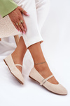 Плоскі Балерини З Пояском Еко Замшеві Бежеві Tirilina