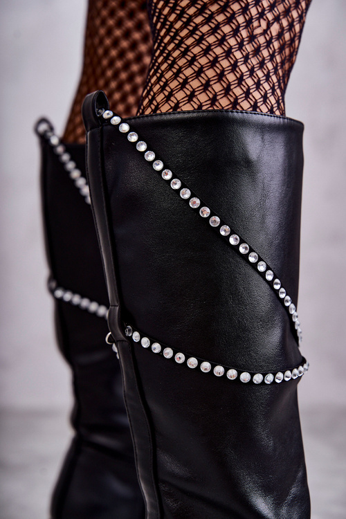 Жіночі чорні чоботи з орнаментом Black Finlay