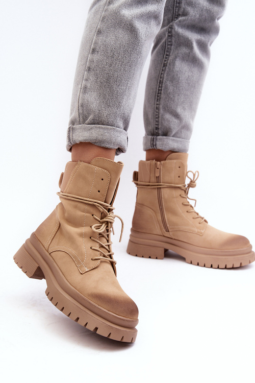 Жіночі бежеві черевики на масивній підошві Narelona