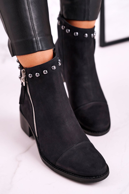 Жіночі черевики замшеві теплі чорні Laura Messi 1879