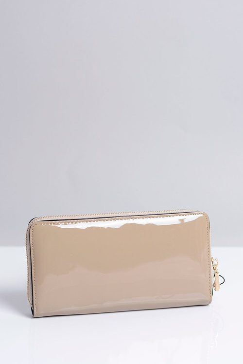 Великий жіночий бежевий лакований гаманець Nobo