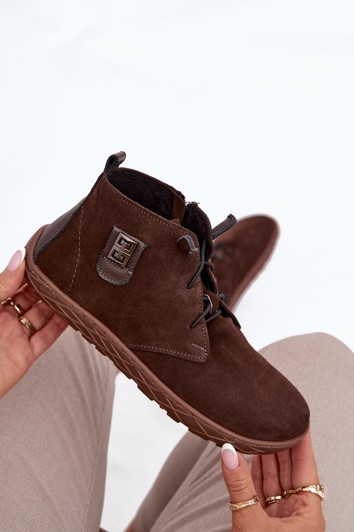 Замшеві жіночі мокасини Barefoot з оздобленням Zazoo 30072 шоколадні