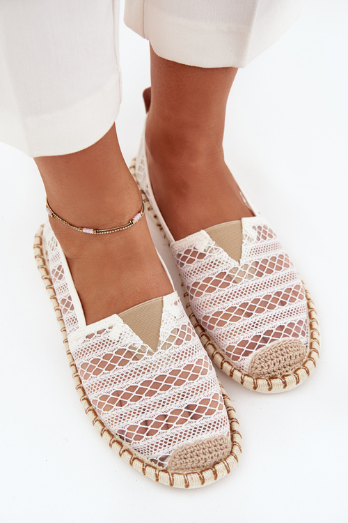 Жіночі Еспадрильї З Кружевом І Сіткою Білі Faylira