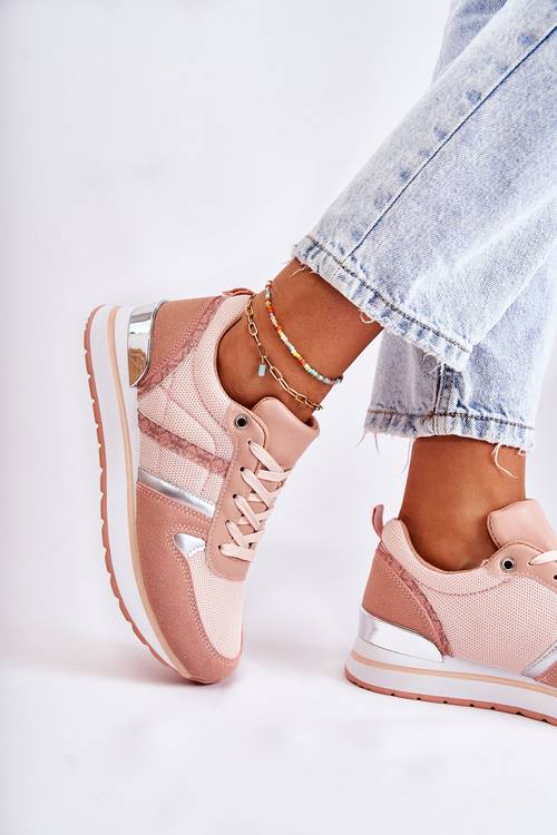 Класичні жіночі спортивні туфлі на зав'язках рожеві Elenes