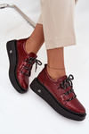 Шкіряні Лаковані Жіночі Мокасини На Платформі Artiker 57C2046 Бордовый