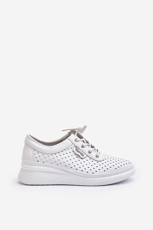 Жіночі шкіряні спортивні кросівки білі Brumia