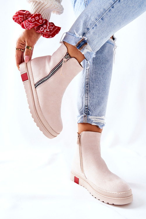 Замшеві черевики на платформі на шнурівці, бежеві Nessa