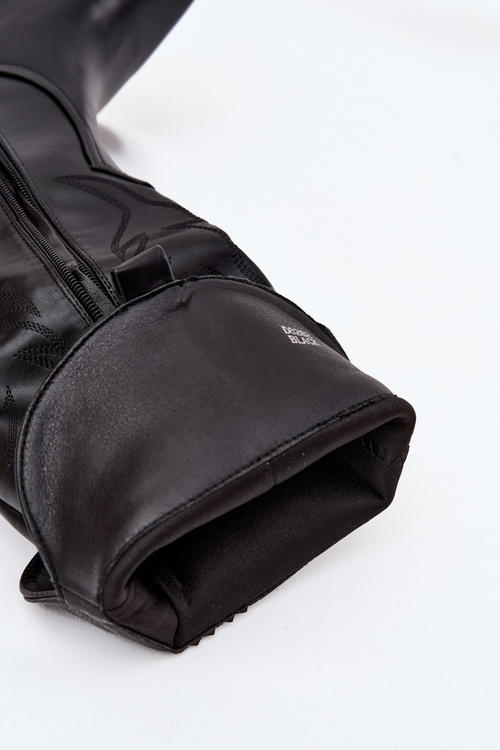 Ковбойські чоботи на підборах Еко Шкіра Зігріті Чорні Zareen