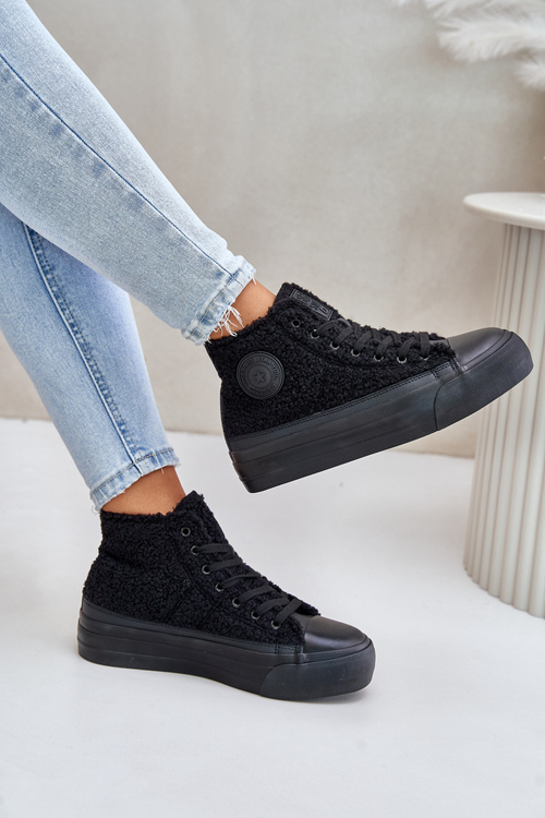 Утеплені жіночі кросівки з овечої шкіри Big Star OO274A443 Чорні