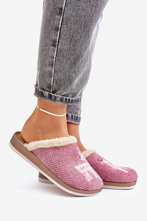 Жіночі тапочки з оленями та хутром Inblu CT000034 Рожеві